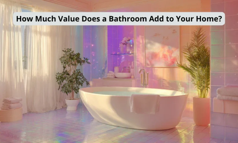 A bright, modern bathroom features a freestanding tub, colorful tiled walls, and lush plants, creating a serene atmosphere.