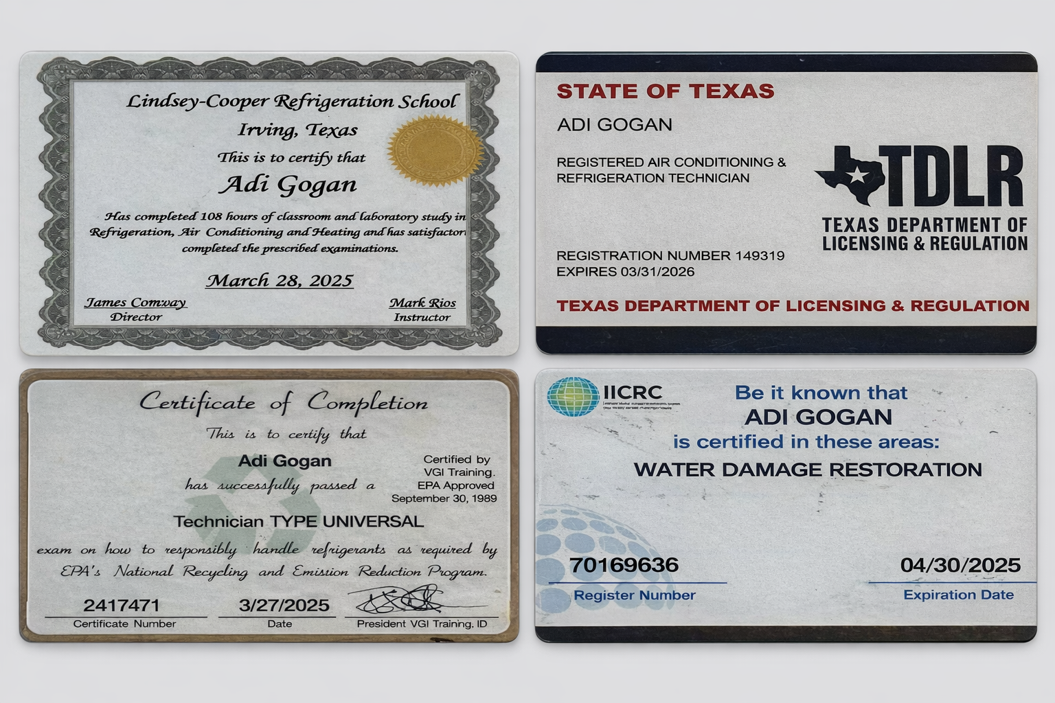 Owner of Texas pro remodeling's certification