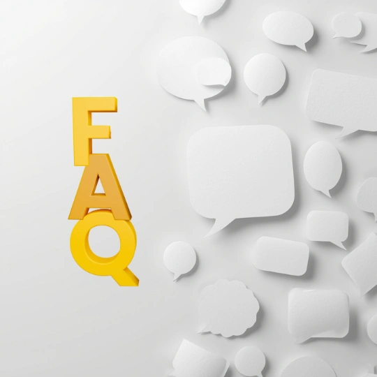 FAQ chat bubble background with yellow FAQ letters for home remodeling and restoration services in Dallas TX