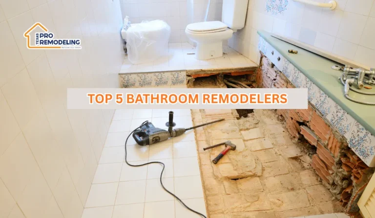 Featured image for top 5 bathroom remodelers showing a bathroom demolition and renovation project in progress.