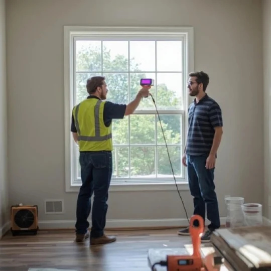 Texas Pro Remodeling contractor in Frisco TX inspecting a home interior with measurement tool during remodel consultation